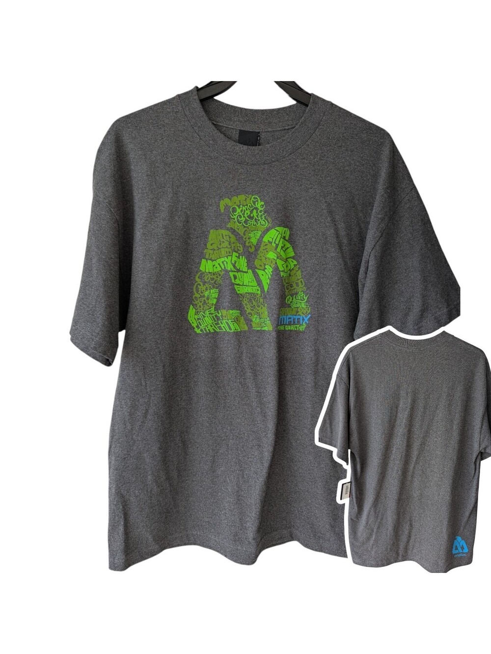 Vintage Y2K Matix Skate T-Shirt Mens XL NWT Eagle Logo Gray Deadstock 23.5x32